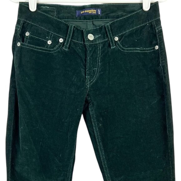 Levi's 524 Women's Stretch Too Superlow Skinny Green Corduroy Pants Size 26x30 - Picture 3 of 10